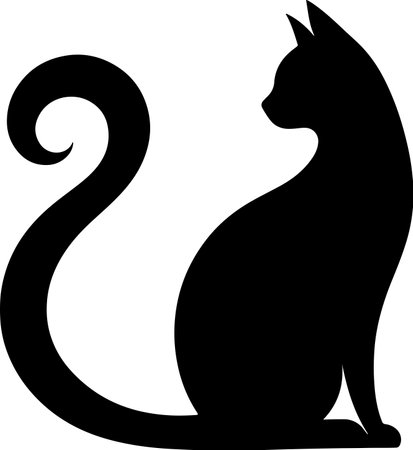 Black cat silhouette isolated on white background. Vector illustration for your designのイラスト素材