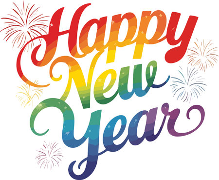 Happy New Year colorful greeting card with fireworks. Vector illustration EPS10のイラスト素材