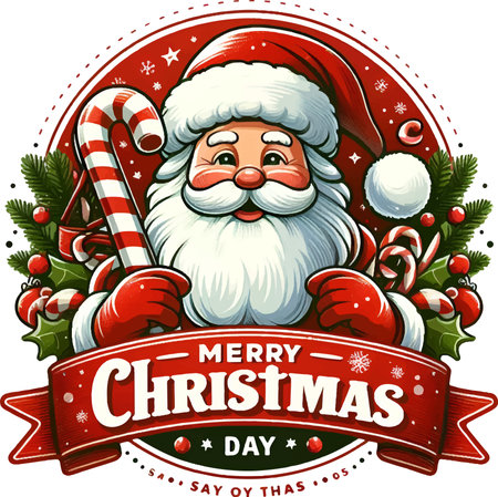 Merry Christmas and Happy New Year greeting card with Santa Claus.のイラスト素材