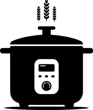 Black silhouette of a rice cooker on a white background, vector illustrationのイラスト素材