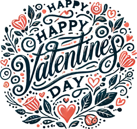Happy Valentines Day. Greeting card with hand drawn lettering. Vector illustration.のイラスト素材