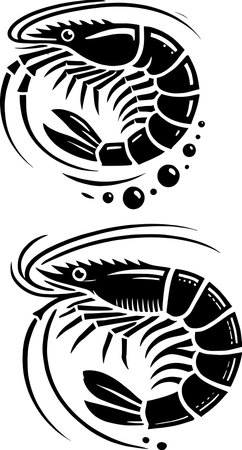 Shrimp.Tribal Vector Illustration ready for vinyl cutting.のイラスト素材