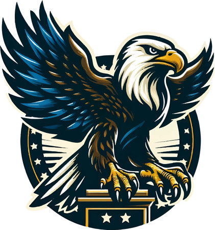 Illustration of an american bald eagle with a briefcase set inside shield crest on isolated white background done in retro style.のイラスト素材