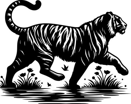 Tiger.Tribal Animals.Vector illustration ready for vinyl cutting.のイラスト素材