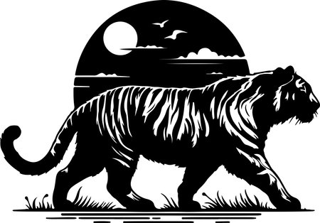 Tiger.Tribal Animal.Vector illustration ready for vinyl cutting.のイラスト素材