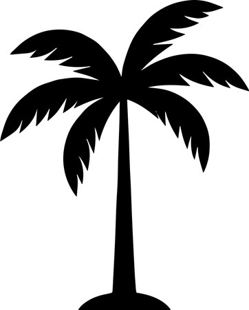 Palm Tree Silhouette Isolated on White Background, Vector Illustrationのイラスト素材