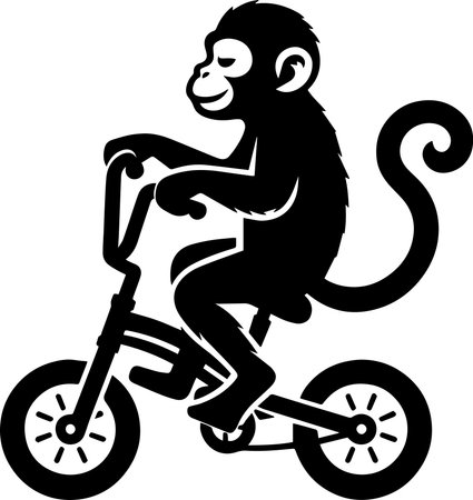 Monkey riding a bike.Vector illustration ready for vinyl cutting.のイラスト素材