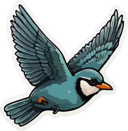 Flying swallow isolated on white background. Vector illustration in cartoon style.のイラスト素材