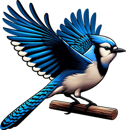 Blue jay bird isolated on white background. Vector illustration for your designのイラスト素材