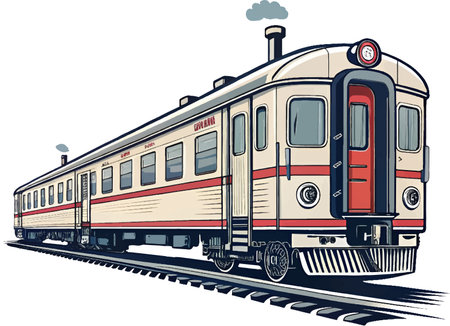Train on the rails. Vector illustration of a passenger train on a white background.のイラスト素材