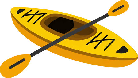 Kayak and paddle on a white background. Vector illustration of a kayak.のイラスト素材