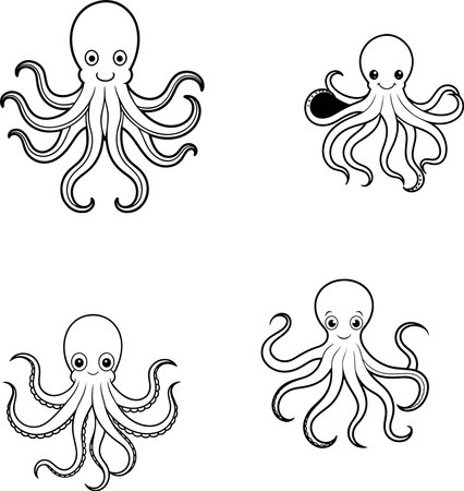Octopus.Vector illustration ready for vinyl cutting. (series)のイラスト素材