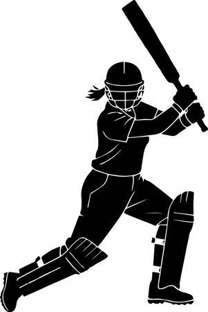 Cricket Player.Vector illustration ready for vinyl cutting.\""のイラスト素材