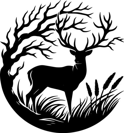 Deer Silhouette.Vector illustration ready for vinyl cutting.のイラスト素材