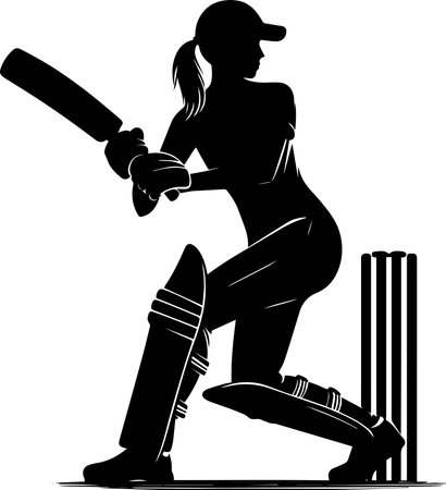 Cricket player with bats.Vector illustration ready for vinyl cutting.のイラスト素材