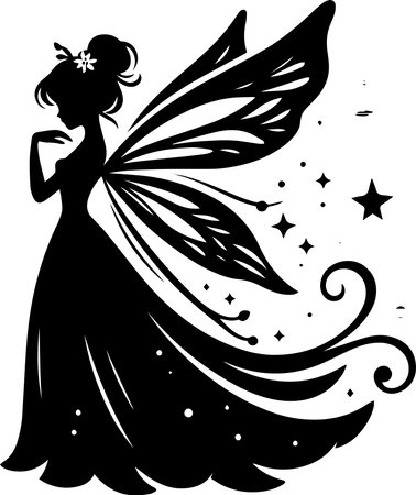 Beautiful fairy with wings.Vector illustration ready for vinyl cutting.のイラスト素材