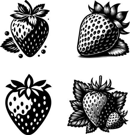 strawberry set on a white background, vector illustration, EPS10のイラスト素材