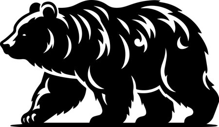 Black and White Bear.Vector illustration ready for vinyl cutting.Isolated on white backgroundのイラスト素材