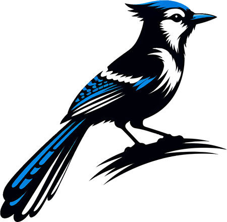 Illustration of a blue jay bird on a white background.のイラスト素材