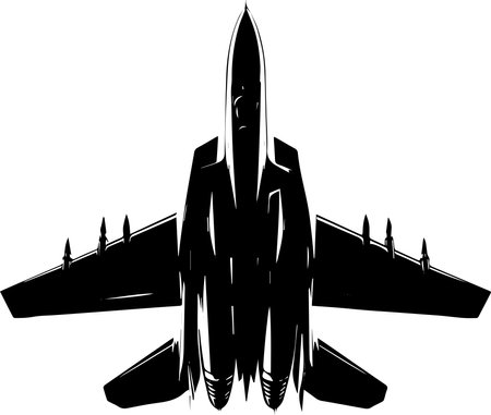 Military Fighter Jet.Vector illustration ready for vinyl cutting. Vinyl-ready.のイラスト素材
