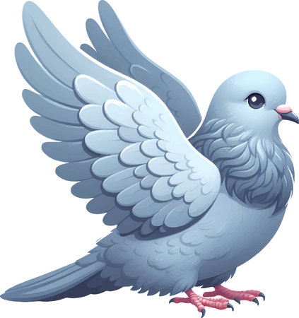 Illustration of a Blue Pigeon on a white background.のイラスト素材