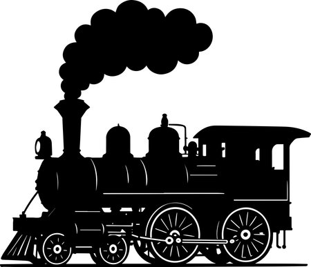 Steam locomotive.Vector illustration ready for vinyl cutting or tattoo.のイラスト素材