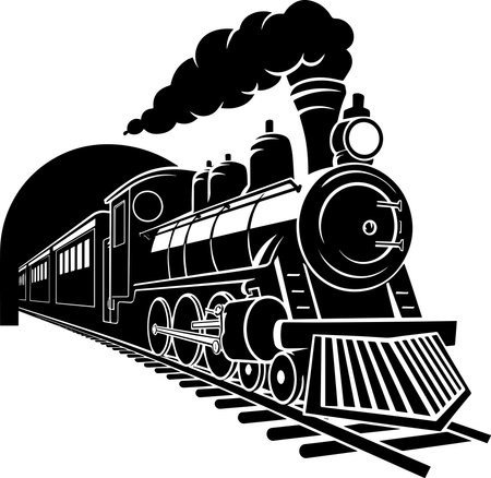 Steam Locomotive.Vector illustration ready for vinyl cutting and t-shirt printing.のイラスト素材