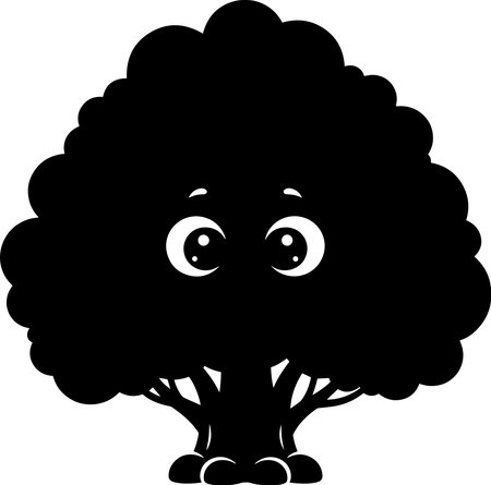 Black and White Cartoon Illustration of Funny Tree Character for Coloring Bookのイラスト素材
