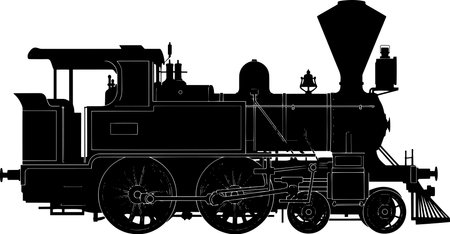 Vintage Steam Locomotive.Vector illustration ready for vinyl cutting.のイラスト素材