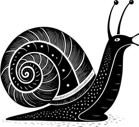 Snail.Black and White Illustration ready for vinyl cutting.のイラスト素材