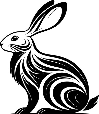 Rabbit.Vector illustration ready for vinyl cutting. Isolated on white backgroundのイラスト素材