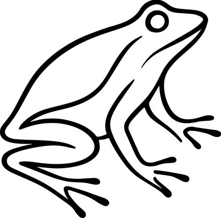 Frog - Black and White Cartoon Illustration, Isolated on White Backgroundのイラスト素材