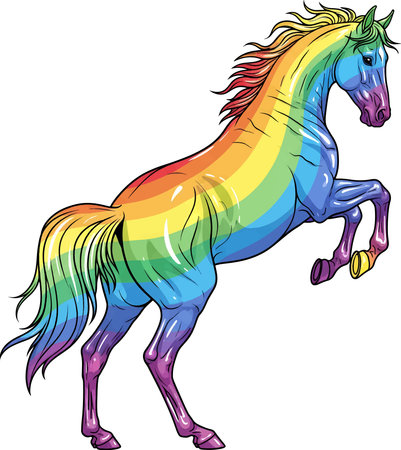 Illustration of a Rainbow Horse on a White Background - Coloredのイラスト素材