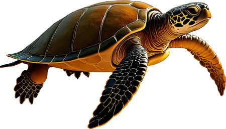 Turtle isolated on white background. 3D illustration. 3D rendering.