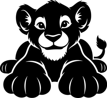 Lion.Black and White Vector illustration ready for vinyl cutting.のイラスト素材