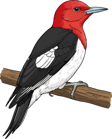 Red-headed Woodpecker. Vector illustration of a bird.のイラスト素材