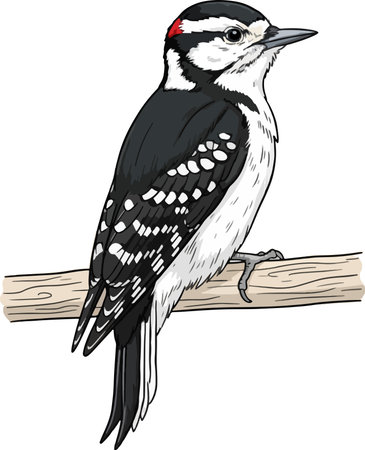 Dendrocopos major - Black Backed Woodpeckerのイラスト素材