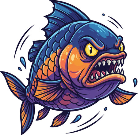 Angry fish. Vector clip art illustration ready for vinyl cutting.のイラスト素材