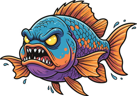 Angry Fish. Vector illustration ready for vinyl cutting. EPS10のイラスト素材