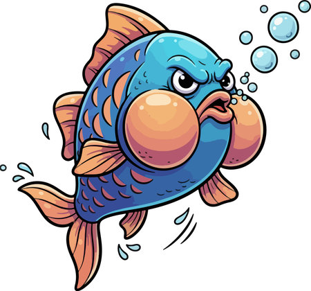 Cartoon Illustration of Cute Fish Animal Character Mascotのイラスト素材