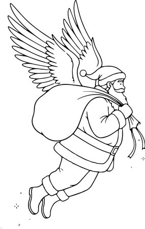 Santa Claus.Black and White Cartoon Illustration ready for vinyl cutting.のイラスト素材