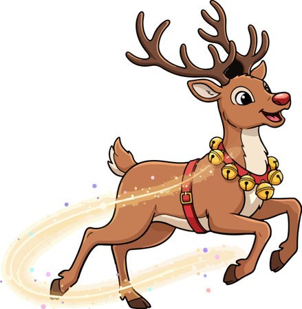 Illustration of a Christmas Reindeer on a Colored Backgroundのイラスト素材