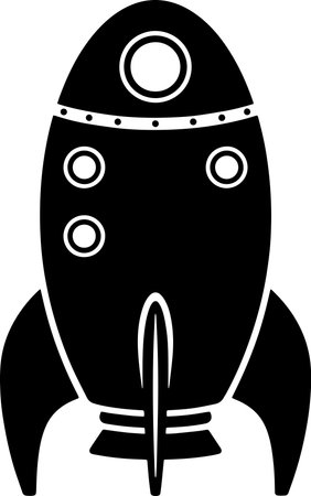 Black silhouette of a rocket on a white background. Vector illustration.のイラスト素材