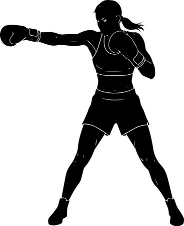 Boxing - Woman boxer.Vector illustration ready for vinyl cutting.のイラスト素材