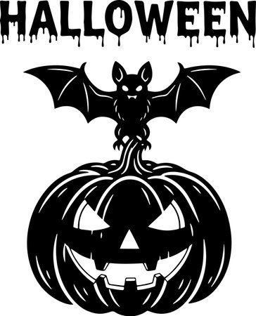 Halloween Pumpkin with bat wings.Vector illustration ready for vinyl cutting.のイラスト素材