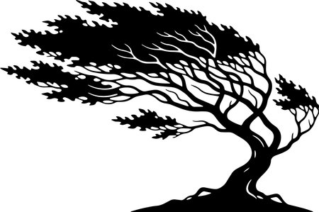 Silhouette of a tree. Vector illustration ready for vinyl cutting.のイラスト素材