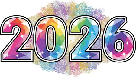 Happy New Year 2016. Multicolored geometric background. Vector illustration.のイラスト素材