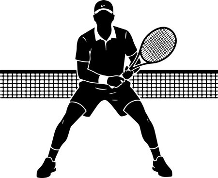 Tennis player. Tennis player.Vector illustration ready for vinyl cutting.のイラスト素材