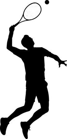 Tennis player. Vector silhouette illustration of a man playing tennis.のイラスト素材