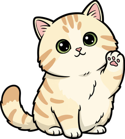 Cute Cartoon Cat Vector Illustration, Isolated On White Backgroundのイラスト素材